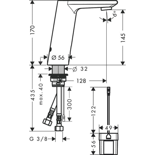 Hansgrohe - Elektronik Waschtischmischer METRIS 31101 chrom Batteriebetrieb o.Mischung