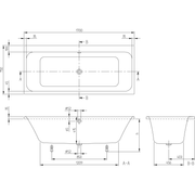 VILLEROY & BOCH - Badewanne Architectura 170ARE2A1 re-eckig m. System AC TP1 Weiß Alpin