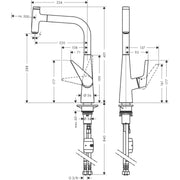 Hansgrohe - Spültischmischer Talis Select S 300 edelstahl-optik mit Ausziehauslauf
