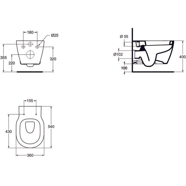 Ideal Standard - Wand-WC tief CONNECT E8232 weiß
