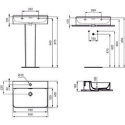 Ideal Standard - Waschtisch CONCA, 1 Hl., m.Ül., 600x450x165mm, Weiß mit IdealPlus