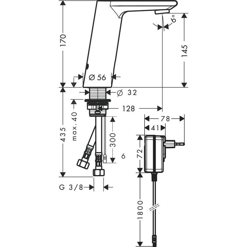 Hansgrohe - Elektronik Waschtischmischer METRIS S 31103 chrom Netzanschluss