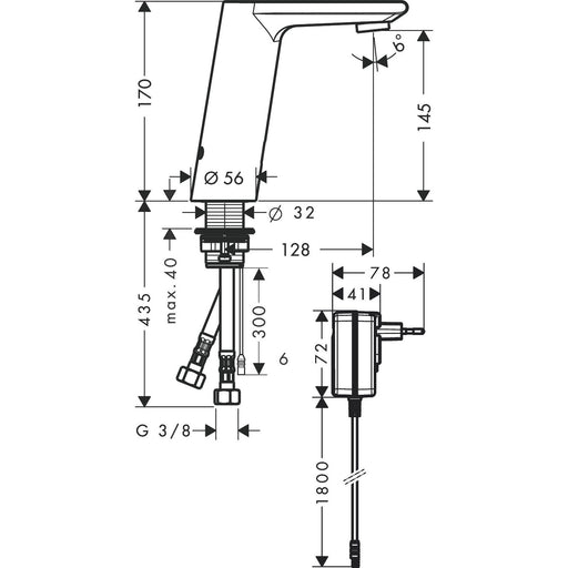 Hansgrohe - Elektronik Waschtischmischer METRIS S 31103 chrom Netzanschluss