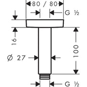 Hansgrohe - Decken-Anschlussstück E DN15 100mm chrom