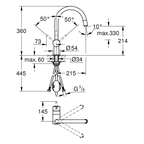 Grohe - Spültisch EHM MINTA 32918 1/2 herausz. Mousseurauslauf supersteel