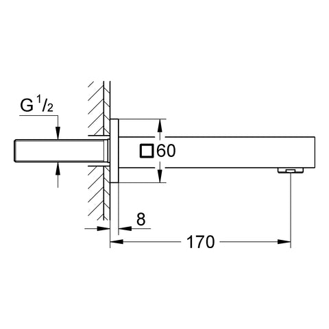 Grohe - Wanneneinlauf EUROCUBE 13303 Ausladung 170mm hard graphite gebürstet