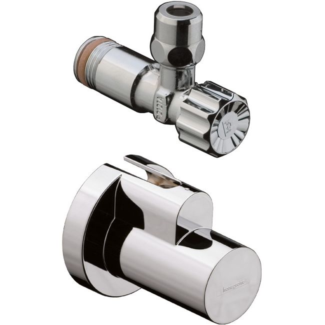 Hansgrohe - Eckventil brushed nickel mit Schuber und Quetschverschraubung