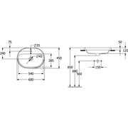 VILLEROY & BOCH - Einbauwaschbecken Architectura 600x 450mm ov 1HL. m. ÜL. Weiß Alpin cplus