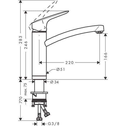 Hansgrohe - Spültischmischer 160 LOGIS Schwenkauslauf chrom Vorfenstermontage