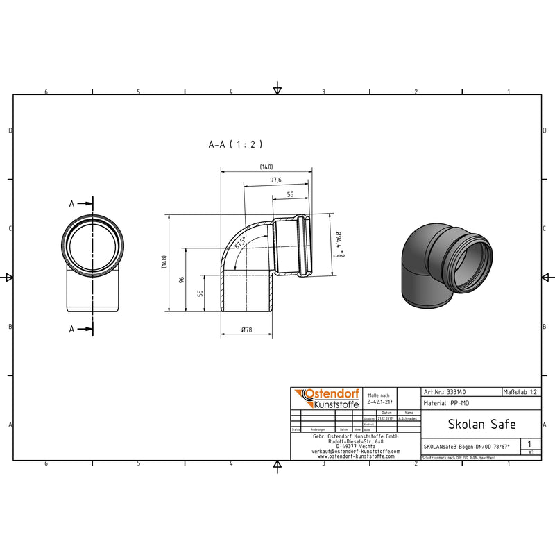 Gebr. Ostendorf - Safe Bogen DN/OD78 87Grad