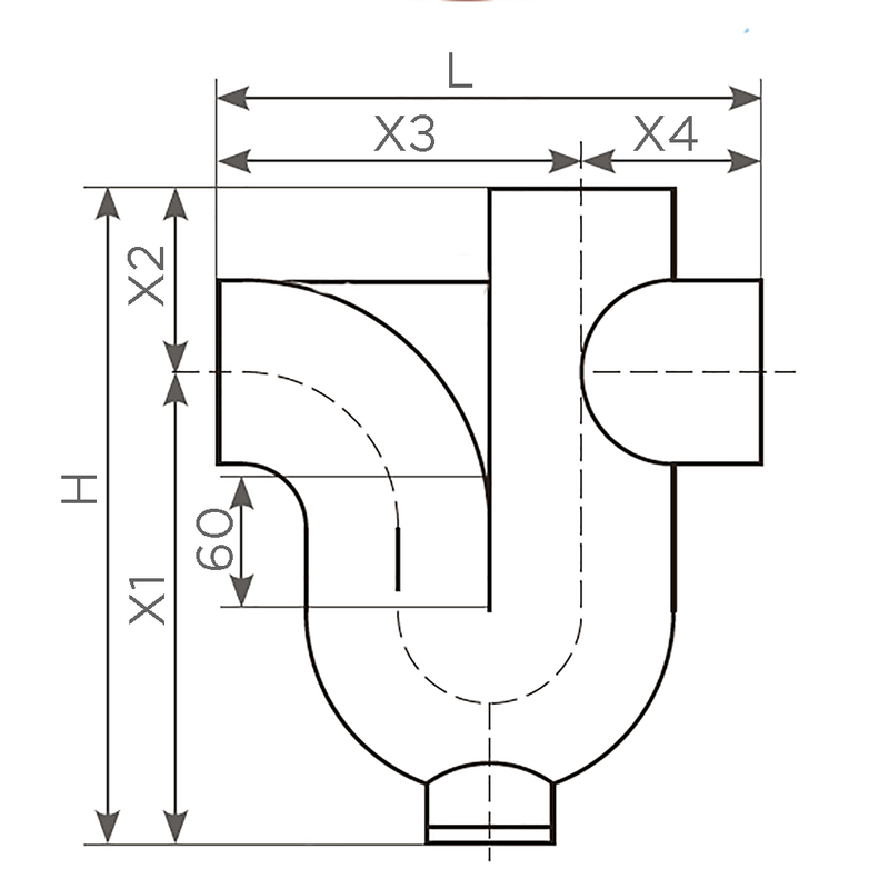 Fornatis - Geruchverschluss DN100 2470 vertikal-horizontal