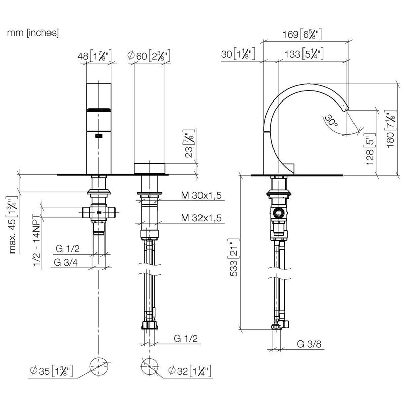 Dornbracht - WT-2-Lochbatt. o.Ablgarn. CYO 29217811 chrom