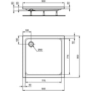 Ideal Standard - Rechteck-Brausewanne HOTLINE NEU, 900x900x80mm, Weiß