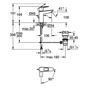 Grohe - EH-WT-Batterie BAULOOP 23887_1 M-Size Mittelstellung kalt chrom
