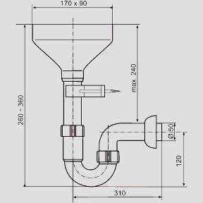 Sanitärtechnik Eisenberg - Rohrgeruchverschluss G1 1/2x50 mit Auffangtrichter