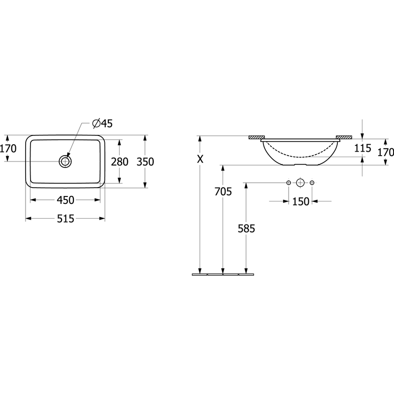 VILLEROY & BOCH - UnterbauWT Loop&Friends 4A5601 450x280mm re-eckig o ÜL AS gl weAlpin