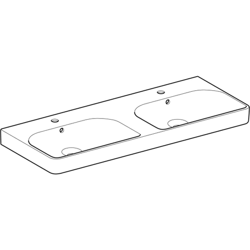 Geberit Vertriebs - Doppelwaschtisch SMYLE Square 120x48cm, m. Hl., m.Ül., weiß, KeraTect