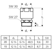 SCHELL - Durchfluss-Rohrbelüfter 3/4, chrom, Bauform C