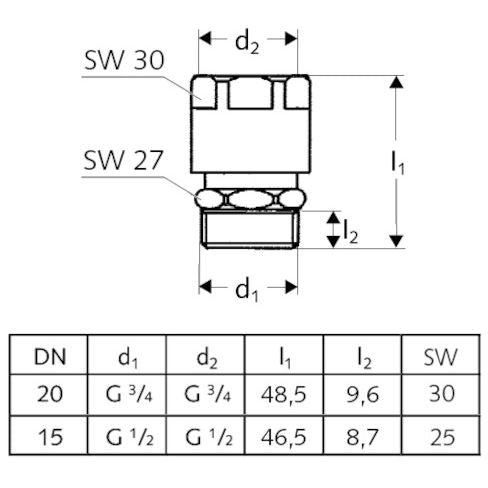 SCHELL - Durchfluss-Rohrbelüfter 3/4, chrom, Bauform C