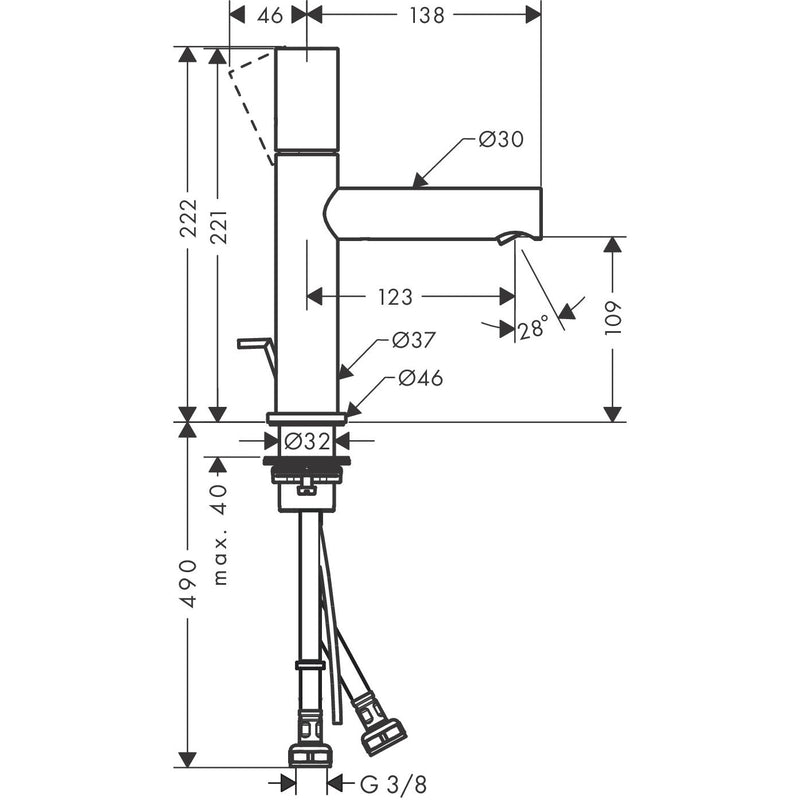 Hansgrohe - Waschtischmischer 110 AXOR Uno Zerogriff chrom
