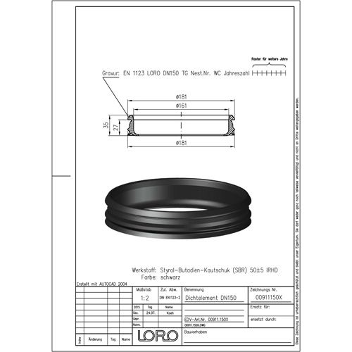 Lorowerk - LORO-X-Dichtelement 00911. DN 150 für LORO-X-Rohr
