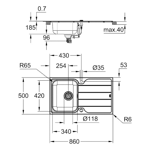 Grohe - Spülen-Bundle K500 31573_1 enthält Edelstahlspüle/Minta SPT-Batterie chrom