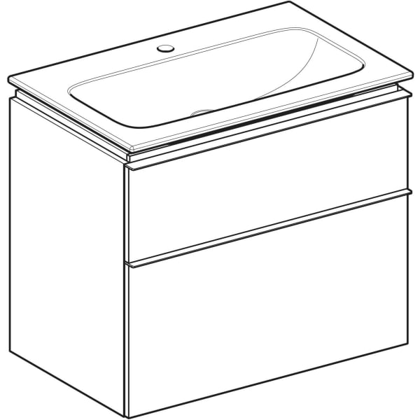 Geberit Vertriebs - iCon Set MWT m. US, 2 Schubl. 75x63x48cm, weiß hgl./Griff chrom