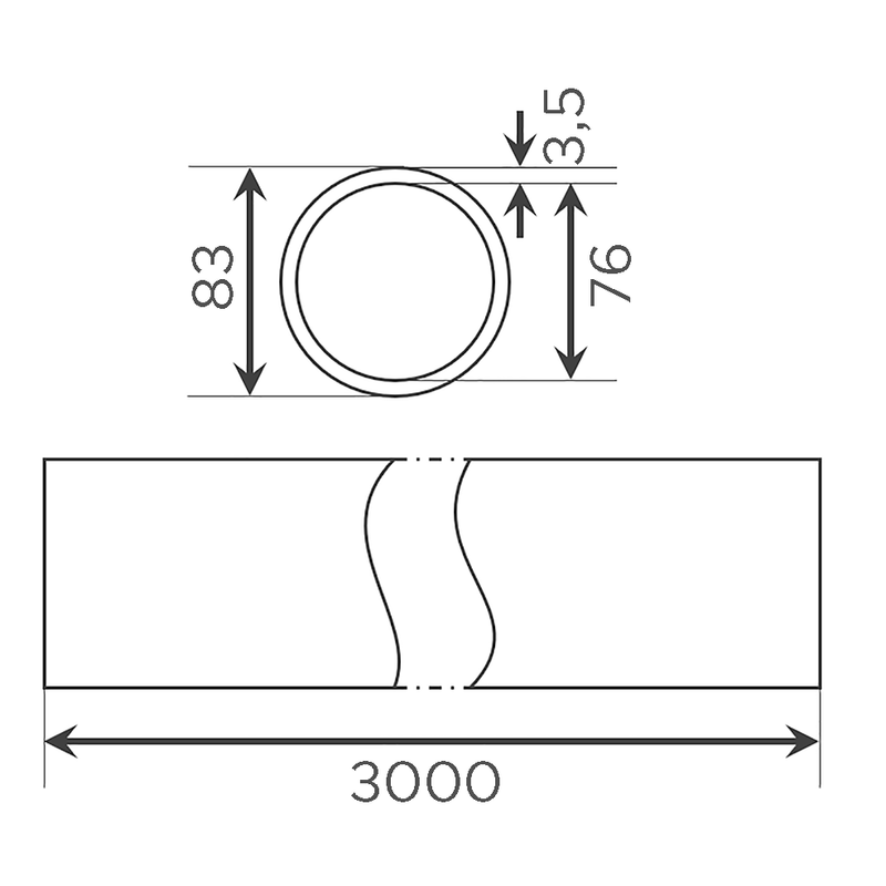 Fornatis - Rohr DN 80x3000mm per Stück