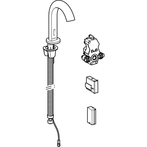 Geberit Vertriebs - Piave WT-Arm., Standmontage, Batterie für UP-Funkt.Box, m.Misch., schwarz matt