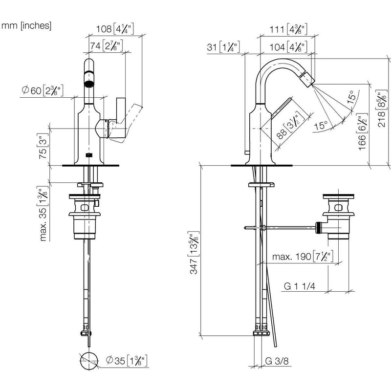 Dornbracht - Bidet-EHM mit Ablaufgarnitur VAIA 33600809 Dark Platinum gebürstet