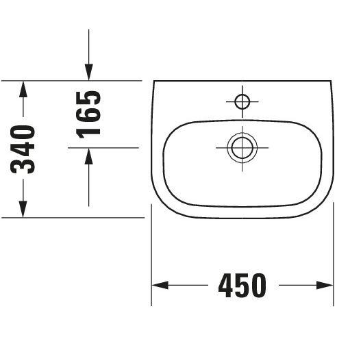 Duravit - Handwaschbecken D-CODE 450mm 070545 m.ÜL, 1 HL, weiß