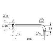 Grohe - Brausearm modern RAINSHOWER 27488 eckige Rosette Ausladung 286mm chrom