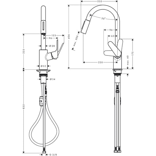 Hansgrohe - Spültischmischer 240 Focus M41 Eco Ausziehbrause 2jet chrom