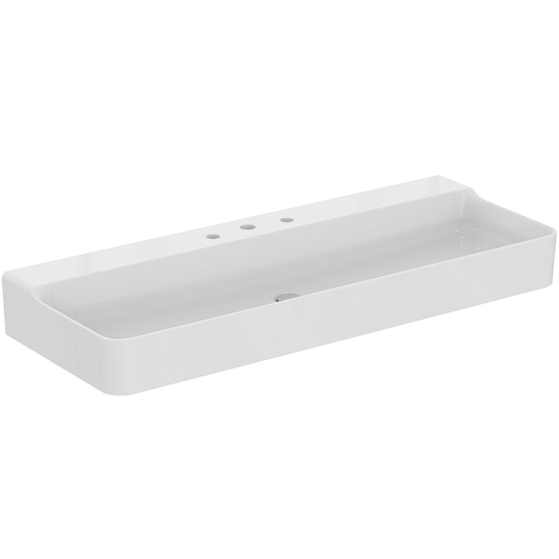 Ideal Standard - Waschtisch CONCA, 3 Hl., o.Ül., 1200x450x145mm, geschliffen, Weiß m.IP