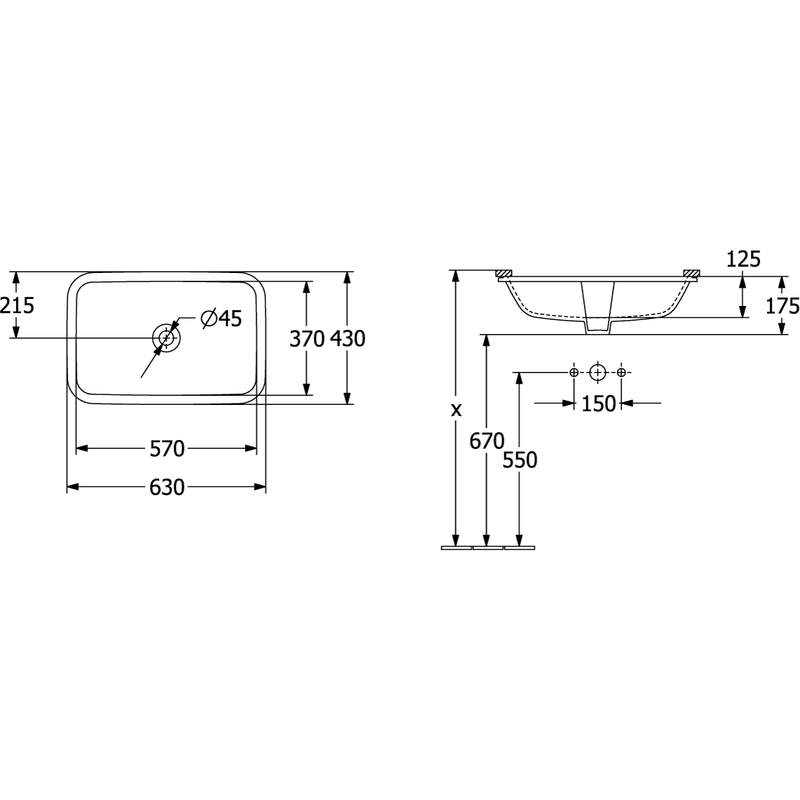 VILLEROY & BOCH - UnterbauWT Architectura 570x370mm re-eckig m ÜL AS n gl weAlpin