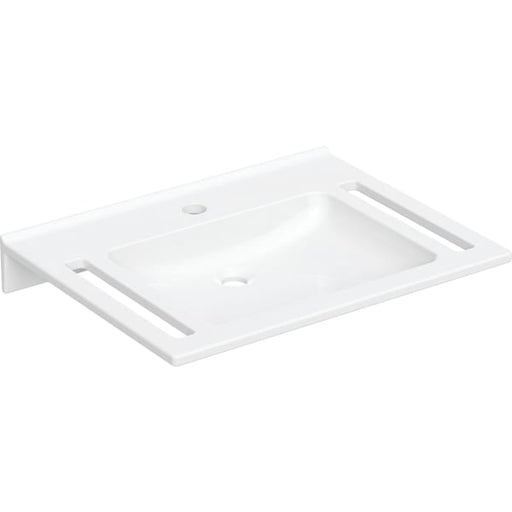 Geberit Vertriebs - Waschtisch AGILO, Varicor, 700x550mm mit Ausschnitte, m. Hl., o. Ül., weiß
