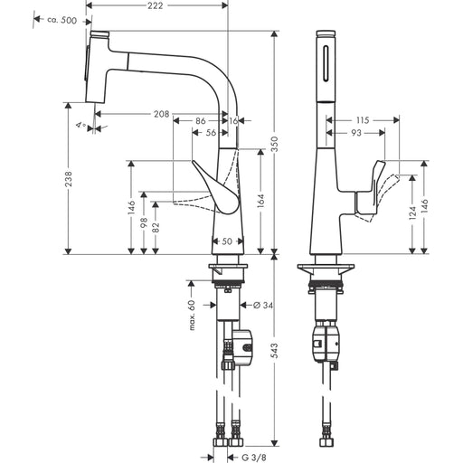 Hansgrohe - Spültischmischer 240 METRIS Select M71 Ausziehbrause 2jet chrom