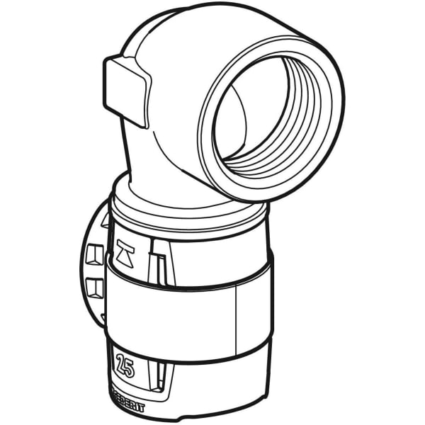 Geberit Vertriebs - FlowFit Übergangsbogen 90Gr mit IG Rg+ 90Gr d25-Rp3/4