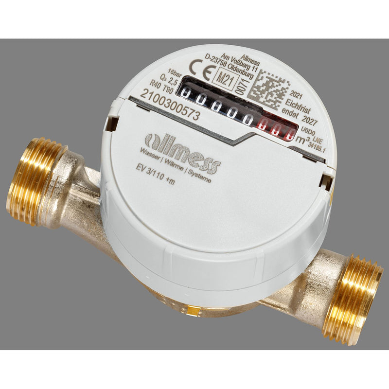 ALLMESS - Wohnungswasserzähler Aufputz EV 3/80-V TU6 +m DN15 Q3=2,5