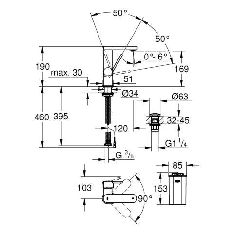 Grohe - EH-Waschtischbatterie PLUS 23958 M-Size mit digitalem Display chrom