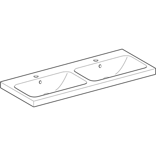 Geberit Vertriebs - iCon Light Doppelwaschtisch 120x48cm mit Hahnloch, mit Ül., weiß, KeraTect