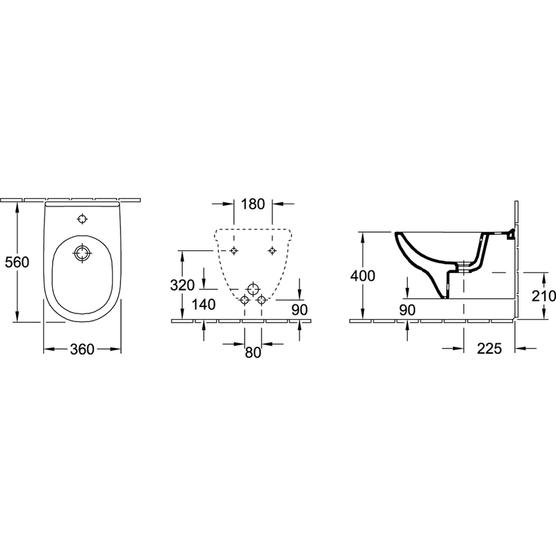 VILLEROY & BOCH - Bidet O.NOVO 546000 360x560 weiß