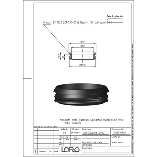 Lorowerk - LORO-X-Dichtelement 00911. DN 40, für LORO-X-Rohr