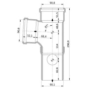 Wavin - Duschdoppelabzweig AS+ DN 90x90x50 87 Grad links