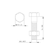 Adolf Schmidt - Maschinenschraube schwarz mit Mutter M 16x55mm