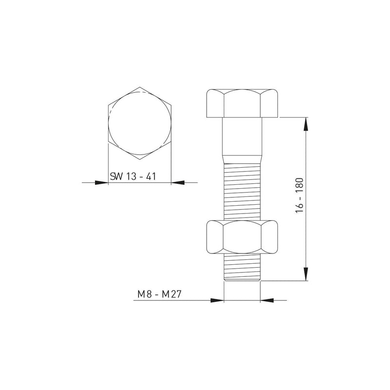 Adolf Schmidt - Maschinenschraube schwarz mit Mutter M 16x55mm