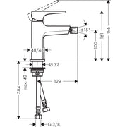 Hansgrohe - Bidetmischer METROPOL chrom mit Push-Open Ablaufgarnitur
