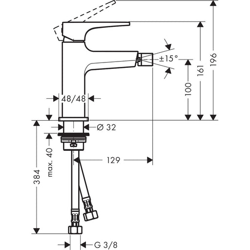 Hansgrohe - Bidetmischer METROPOL chrom mit Push-Open Ablaufgarnitur
