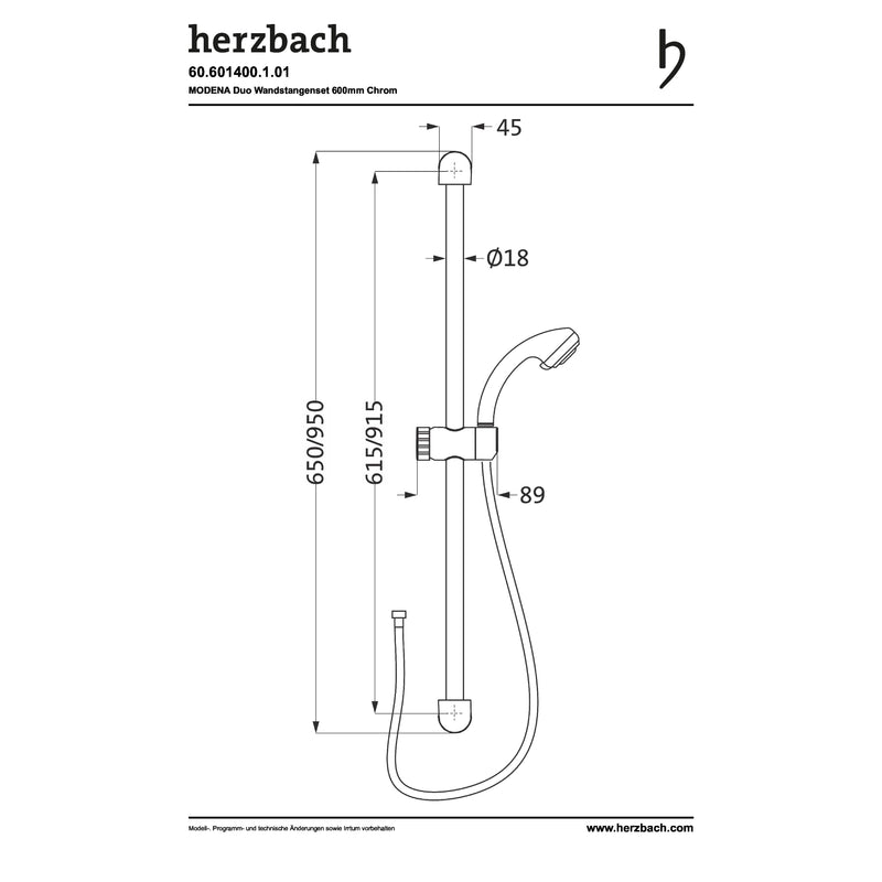 Herzbach - MODENA DUO Brausegarnitur 600 rund Duo Handbrause chrom