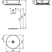 Ideal Standard - Schale IPALYSS, o.Hl., o.Ül., 400x400x120mm, Weiß mit Ideal Plus